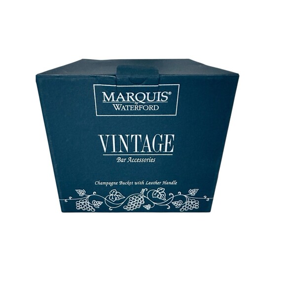 Waterford Marquis Polished Stainless Champagne Ice Bucket 8" Red Leather Handles - Picture 3 of 14